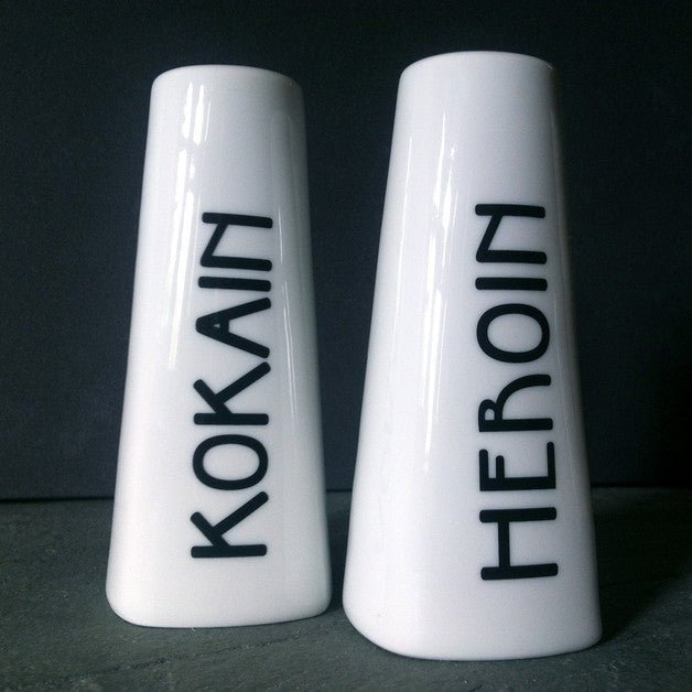 Salz‑und‑Pfefferstreuer Kokain & Heroin (Porzellan)