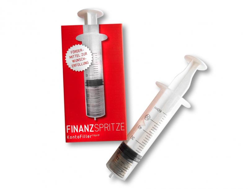 Finanzspritze in Geschenkbox