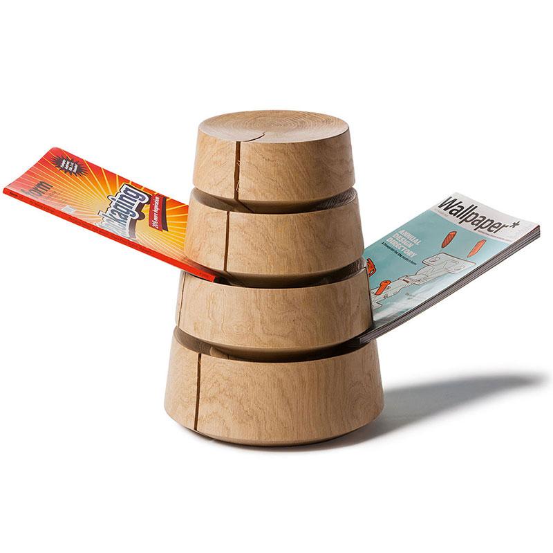 Zeitungshocker Big Babel aus Eiche