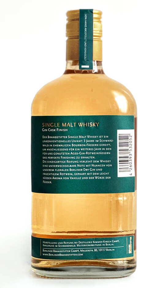 Berliner Brandstifter Single Malt Whisky 43,3 % vol. 0,7 l