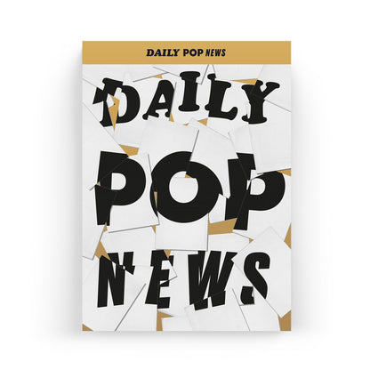 Daily-Pop-News-Kalender mit großer schwarzer Typografie auf hellem Titel