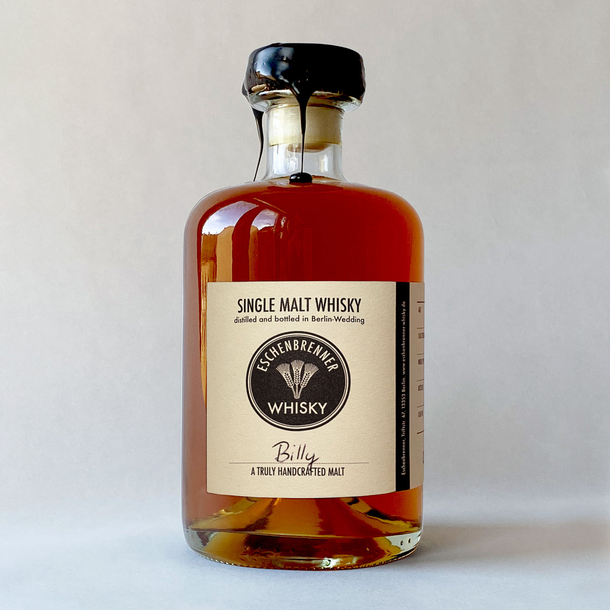 Eschenbrenner Single Malt Whisky Billy – Flaschenaufnahme der Originalabfüllung