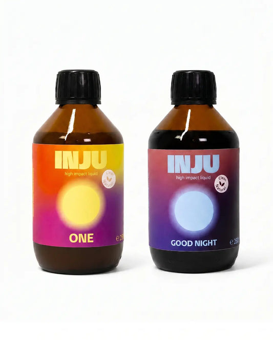 INJU Good Day & Night: One und Good Night als zwei Flaschen nebeneinander