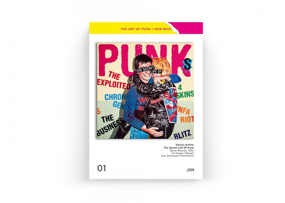 Punk-Covers-Kalenderblatt mit großem rotem Punk-Schriftzug