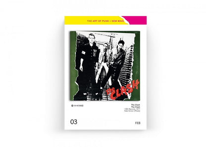 Kalenderblatt mit schwarz-weiß fotografierter Punkband