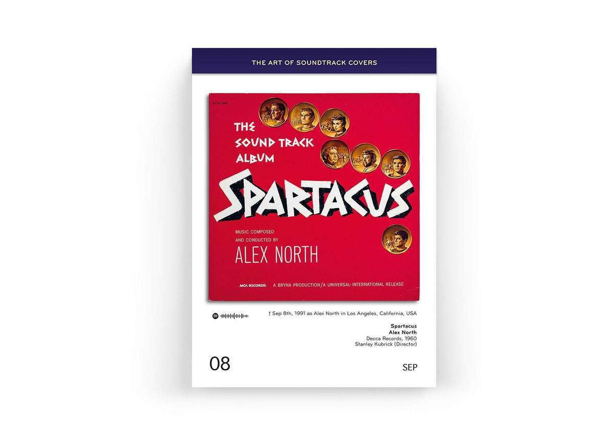 Soundtrack-Covers-Kalenderblatt mit rotem Spartacus-Cover