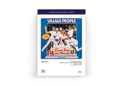 Soundtrack-Covers-Blatt mit buntem Village-People-Cover