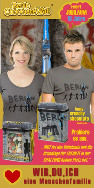 metropol chocolatiers tshirt berlin vereint + schoko tütchen